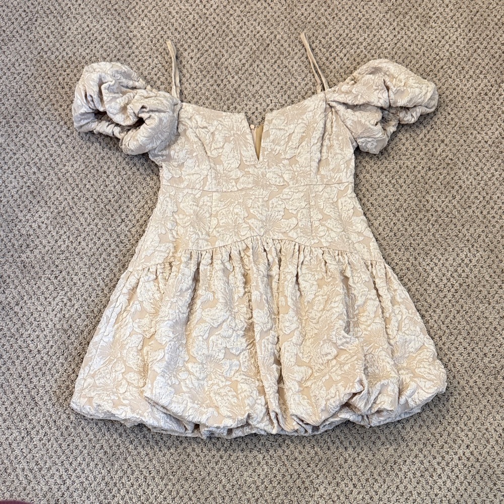 Selfie Leslie Cream Puff Sleeve Mini Dress
